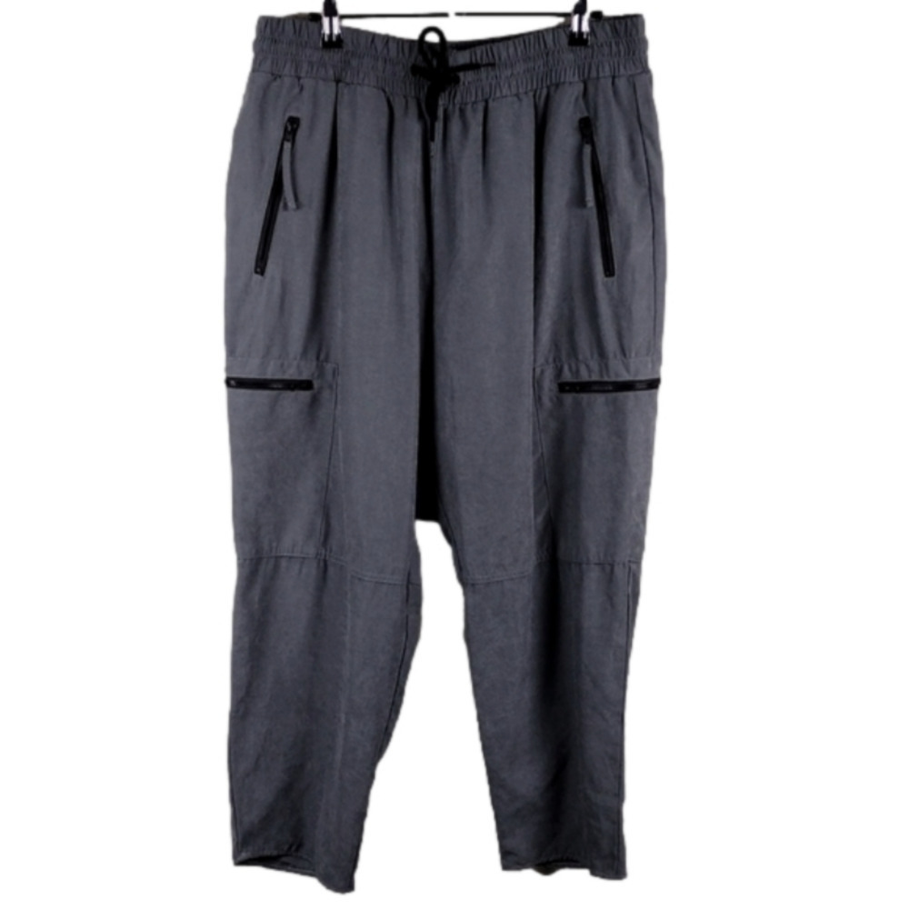 GABRIELLE Union Gray Elastic Waistband High Rise Pull On Jogger Cargo Ankle Pant